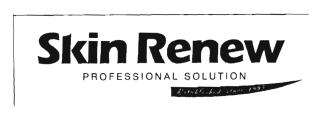 Trademark SKIN RENEW PROFESSIONAL SOLUTION ESTABLISHED SINCE 1995 & Device