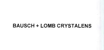 Trademark BAUSCH + LOMB CRYSTALENS