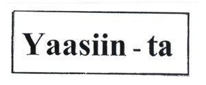 Trademark YAASIIN-TA / YASIN TA