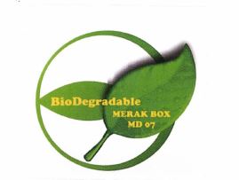 Trademark BIODEGRADABLE MERAK BOX MD 07 + logo