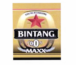 Trademark BINTANG MAXX 0.0% KUALITAS INTERNASIONAL+ logo