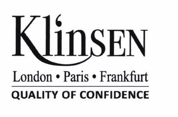 Trademark KLINSEN LONDON.PARIS.FRANKFURT QUALITY OF CONFIDENCE