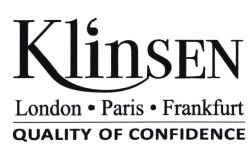 Trademark KLINSEN LONDON.PARIS.FRANKFURT QUALITY OF CONFIDENCE