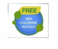 Trademark BPA +. CHLORINE +. BLEACH FREE dan logo