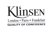 Trademark KLINSEN LONDON PARIS FRANKFRUT QUALITY OF CONFIDENCE + LOGO