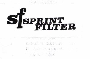 Trademark SF SPRINT FILTER