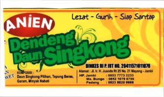 Trademark ANIEN DENDENG DAUN SINGKONG