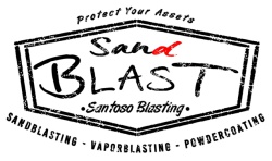 Trademark Protect Your Assets, SANDBLAST. SANTOSO BLASTING. Sandblasting, Vaporblasting, Powdercoating