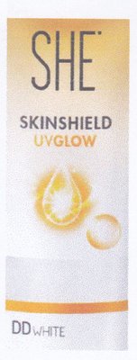 Trademark SHE SKINSHIELD UVGLOW DD WHITE & Logo