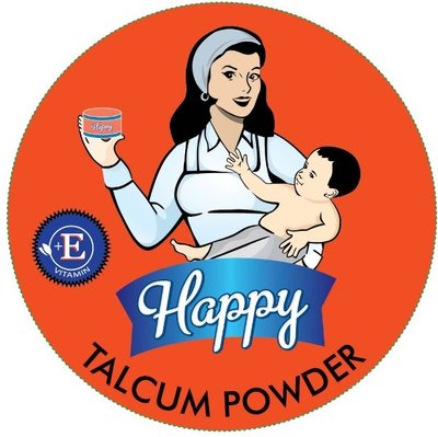 Trademark HAPPY TALCUM POWDER+E VITAMIN + LOGO