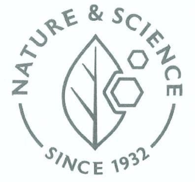 Trademark NATURE & SCIENCE SINCE 1932 dan Logo Hexagons Indents Leaf