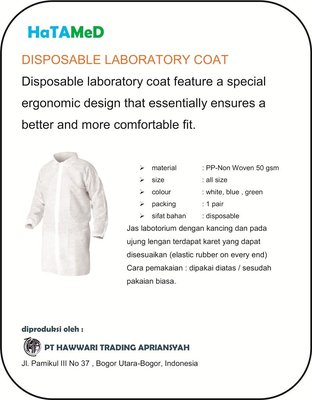 Trademark HaTAMeD DISPOSABLE LABORATORY COAT