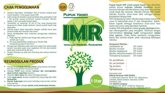 Trademark Pupuk Hayati IMR Inokulan Mikroba Rhizosfer