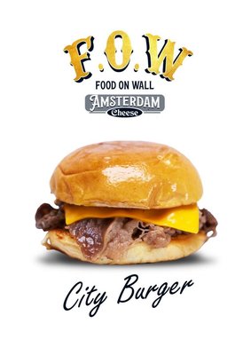 Trademark F.O.W FOOD ON WALL CITY BURGER + lukisan