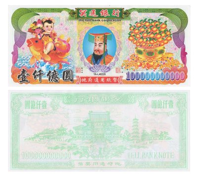 Trademark Ming Tong Yin Hang, The Hell Bank Corporation, Di Fu Tong Yong Zhi Bi, YA-L40228, Yi Qian Yi Yuan,
Xing Zhang, Fu Xing Zhang, Hell Bank Note, Di Fu Tong Yong Ming Bi + Tulisan Kanji + Lukisan