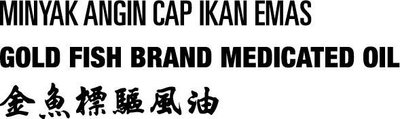 Trademark MINYAK ANGIN CAP IKAN EMAS GOLD FISH BRAND MEDICATED OIL + huruf kanji