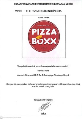 Trademark THE PIZZA BOXX INDONESIA