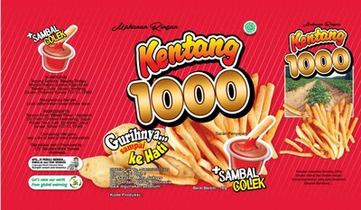 Trademark Makanan Ringan Kentang 1000 Gurihnya...sampai ke Hati +Sambal Colek + Lukisan/Logo