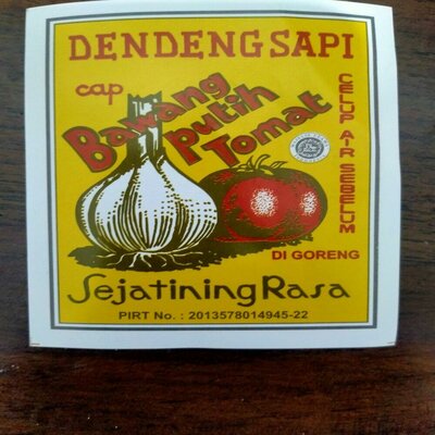 Trademark Dendeng Sapi cap Bawang Putih Tomat