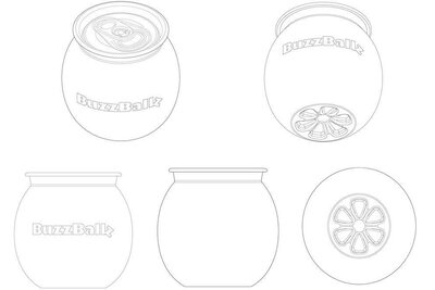 Trademark BuzzBallz in 3D Shape of cocktail container (Dotted Lines Version)