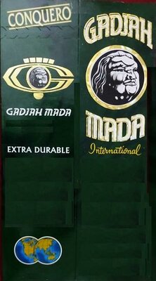 Trademark GAJAHMADA EXTRA DURABLE CONQUERO dan logo G serta gambar kepala imajinatif