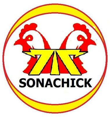 Trademark SONACHICK dan logo ziz dengan dua kepala jago