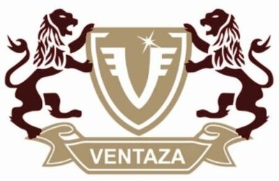 Trademark Ventaza dan Logo Dua Singa mengapit perisai dengan huruf V