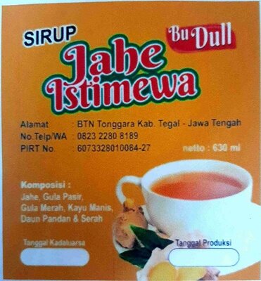 Trademark SIRUP Jahe Istimewa Bu Dull