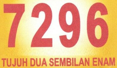 Trademark 7296 TUJUH DUA SEMBILAN ENAM