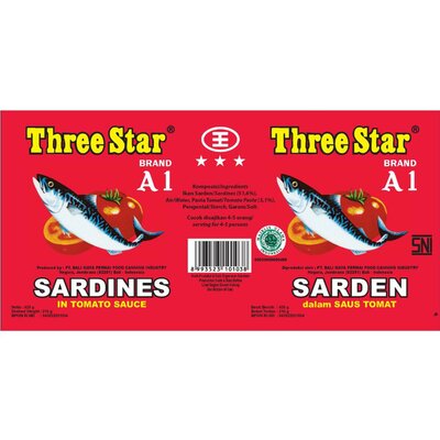 Trademark THREE STAR (SARDINES IN TOMATO SAUCE)