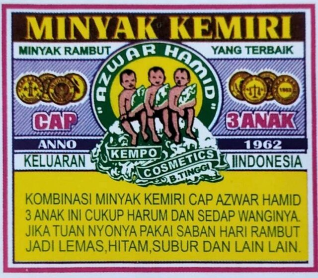 Trademark MINYAK KEMIRI CAP AZWAR HAMID 3 ANAK KEMPO COSMETICS + LUKISAN
