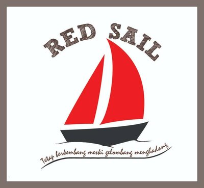 Trademark Red Sail Tetap berkembang meski gelombang menghadang + Logo Perahu