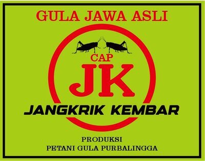 Trademark GULA JAWA ASLI CAP JANGKRIK KEMBAR PRODUKSI PETANI GULA PURBALINGGA + LOGO JK