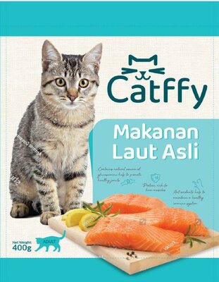 Trademark Catffy Makanan Laut Asli + Lukisan Kucing dengan daging salmon