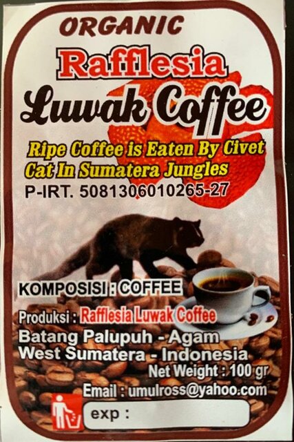 Trademark ORGANIC RAFFLESIA LUWAK COFFEE