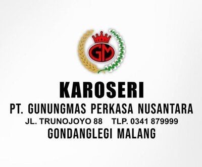 Trademark KAROSERI PT. GUNUNGMAS PERKASA NUSANTARA + Gambar (KAROSERI PT. GUNUNGMAS
PERKASA NUSANTARA Jl. Trunojoyo 88 Tlp. 0341 879999 Gondanglegi Malang + GAMBAR)