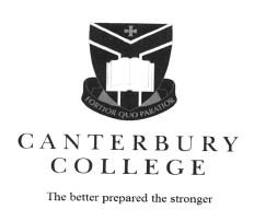 Trademark CANTERBURY COLLEGE THE BETTER PREPARED THE STRONGER + LOGO