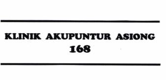 Trademark KLINIK AKUPUNTUR ASIONG 168 + ANGKA