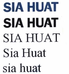 Trademark SIA HUAT