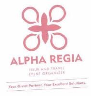 Trademark ALPHA REGIA + LOGO TOUR AND TRAVEL, EVENT ORGANIZER dan Semboyan Your Great Partner, Your Excellent Solutions