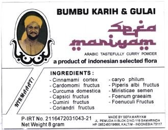 Trademark BUMBU KARIH & GULAI SEFA MARIYAM + KARAKTER HURUF NON LATIN