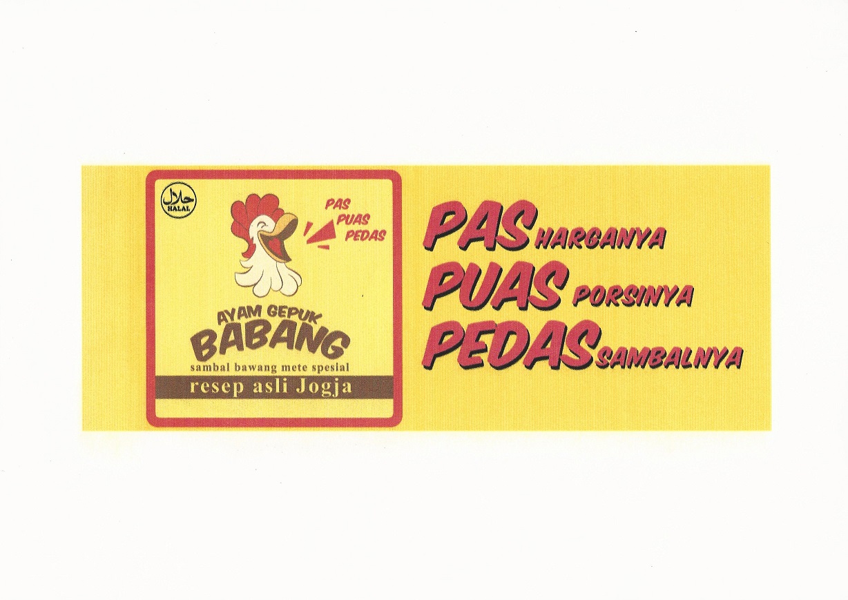 Trademark BABANG, motto sebagai satu-kesatuan: Pas Harganya, Puas Porsinya, Pedas Sambalnya