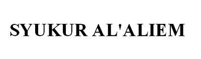 Trademark SYUKUR AL'ALIEM