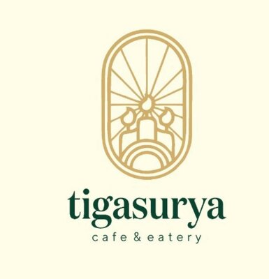 Trademark tigasurya + Logo dengan tulisan Cafe and Eatery