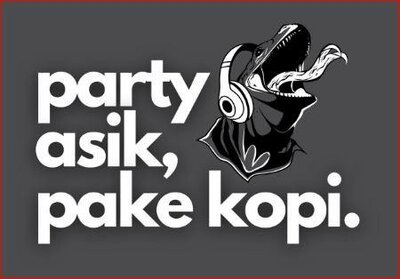 Trademark party asik, pake kopi. + Lukisan/Logo