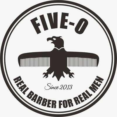 Trademark five-o REAL BARBER FOR REAL MEN Since 2013 + Gambar/Logo