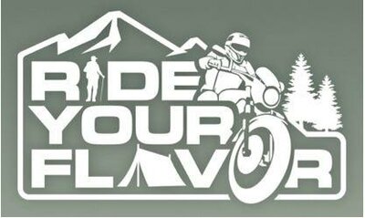 Trademark RIDE YOUR FLAVOR (w/Motorcyclist,walker,tent & trees)