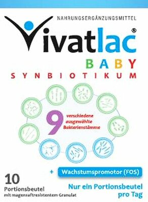 Trademark Vivatlac BABY SYNBIOTIKUM 9 verschiedene ausgewählte Bakterienstämme
Wachstumspromotor (FOS)